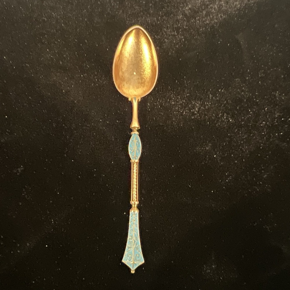 David Andersen Christiania Turquoise Enamel Sterling Silver Spoon Late 1800s